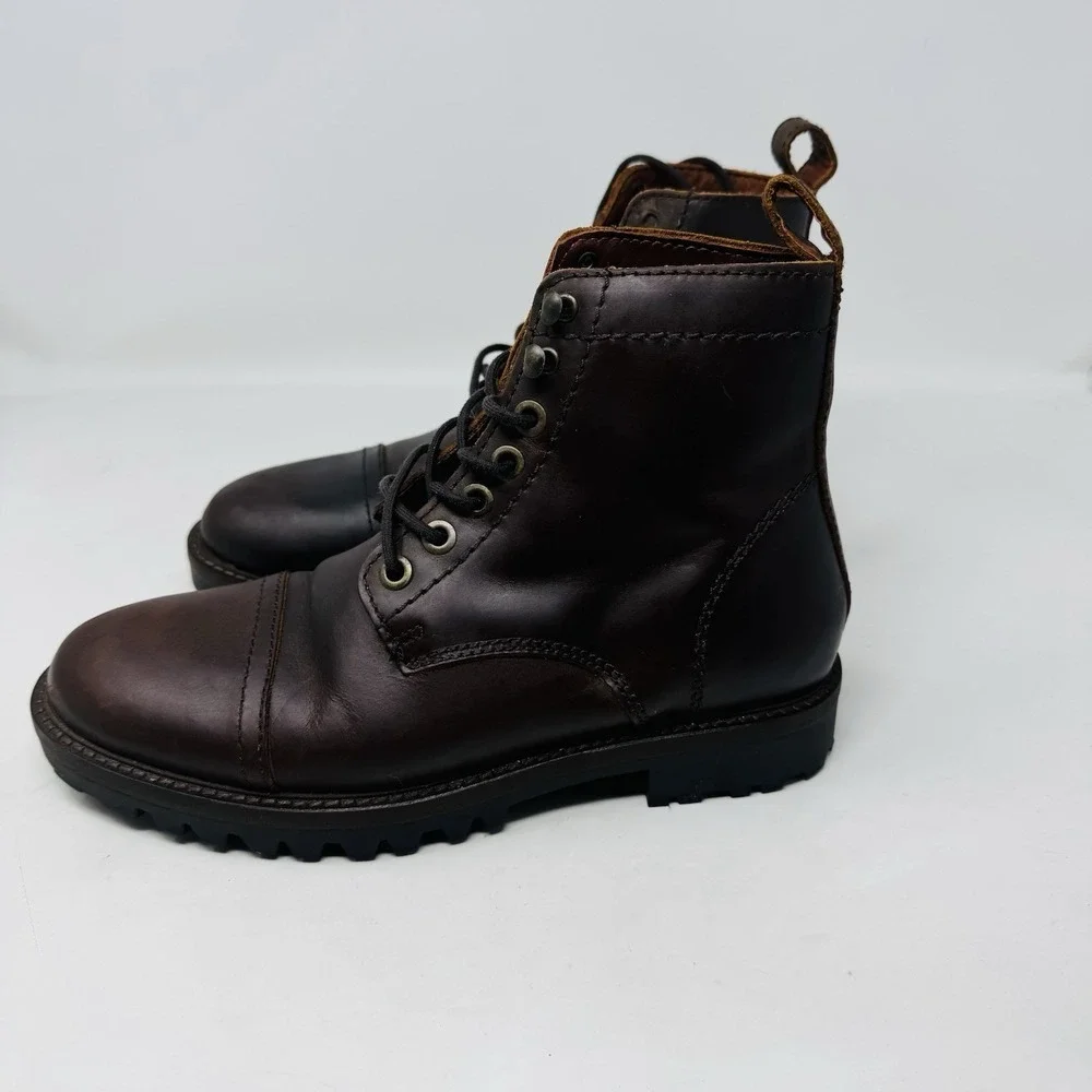 Patina Brown Leather Lace Up Boots | Made in Mexico Men's‎ Size 7/40 NWOB